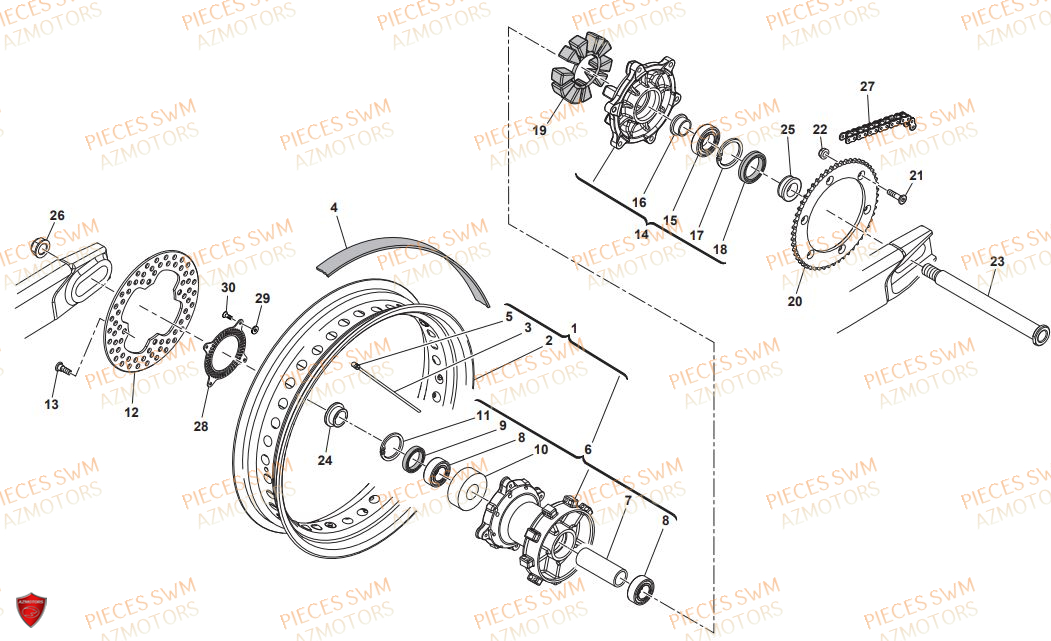 Roue Arriere SWM Pieces SWM Origine SM 500R (2018)
