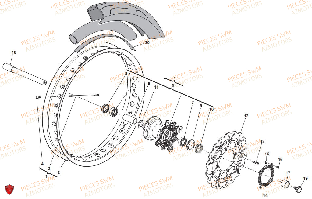 Roue Avant SWM Pieces SWM Origine SM 500R (2018)
