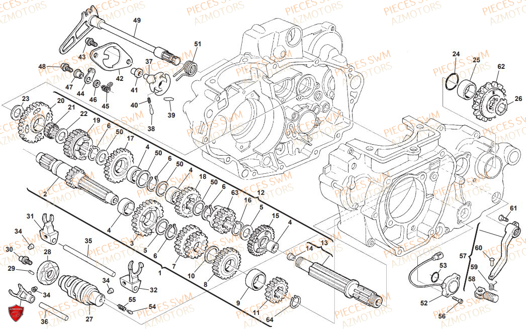 TRANSMISSION SWM Pieces SWM Origine ENDURO SM 500R (2018)
