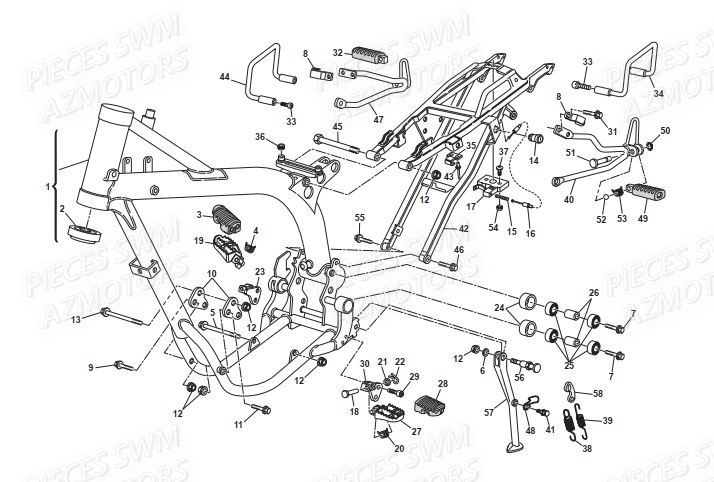 Cadre SWM Pieces SWM SUPERMOTARD SM 650R