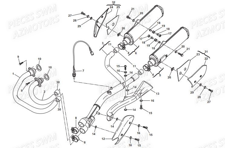 Echappement SWM Pieces SWM SUPERMOTARD SM 650R