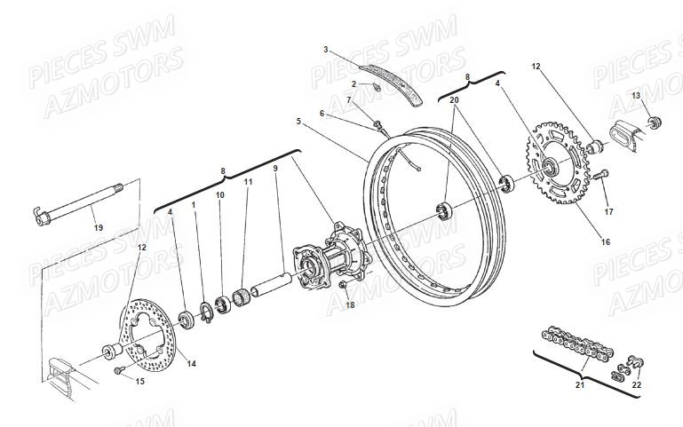 Roue Arriere SWM Pieces SWM SUPERMOTARD SM 650R