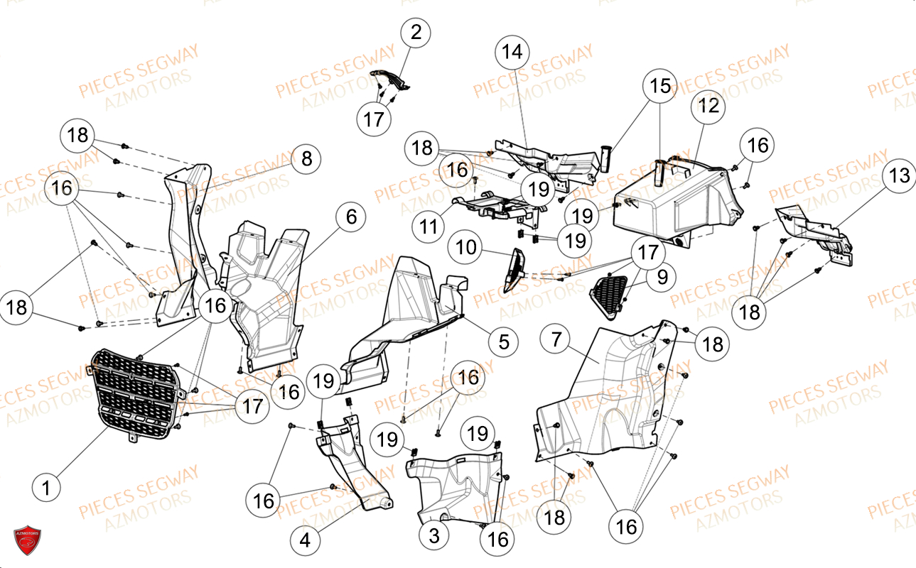 Caches Plastiques SEGWAY SNARLER AT6 L EPS LUXE BLACK SERIES