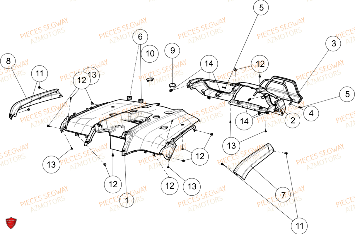 Carrosserie Arriere SEGWAY SNARLER AT6 L EPS LUXE BLACK SERIES