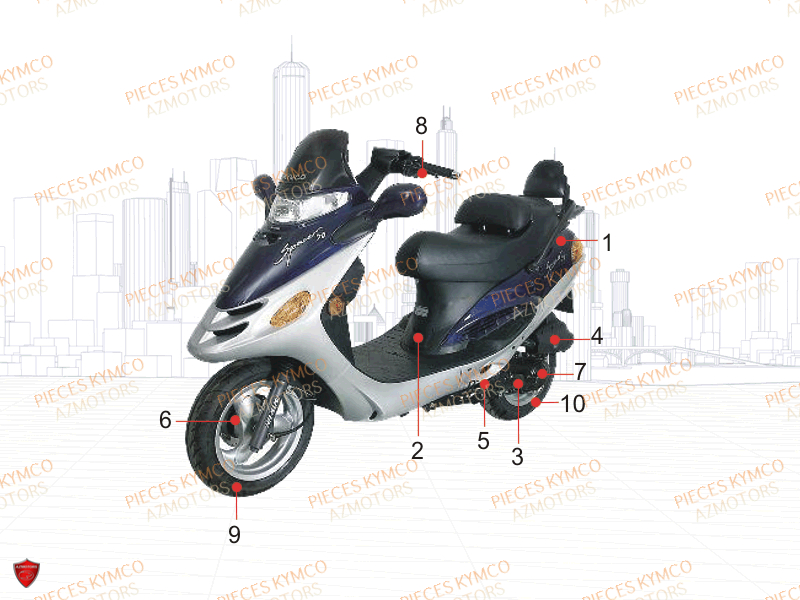 BATTERIE YTX5L-BS YUASA (ORIGINE) KYMCO pour 1.CONSOMMABLES de SPACER-50-2T