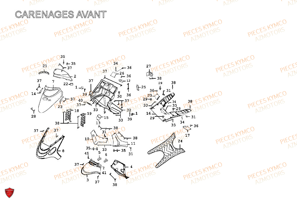 CARENAGE_AVANT KYMCO Pieces Scooter SPACER-50-2T