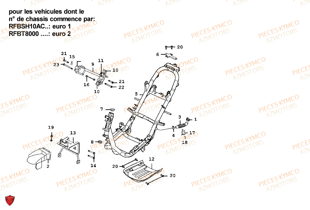 Chassis KYMCO Pieces SPACER 50cc 2T EURO II CLASSIC (SH10AE)