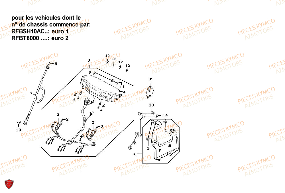 COMPTEUR KYMCO Pieces Scooter SPACER-50-2T