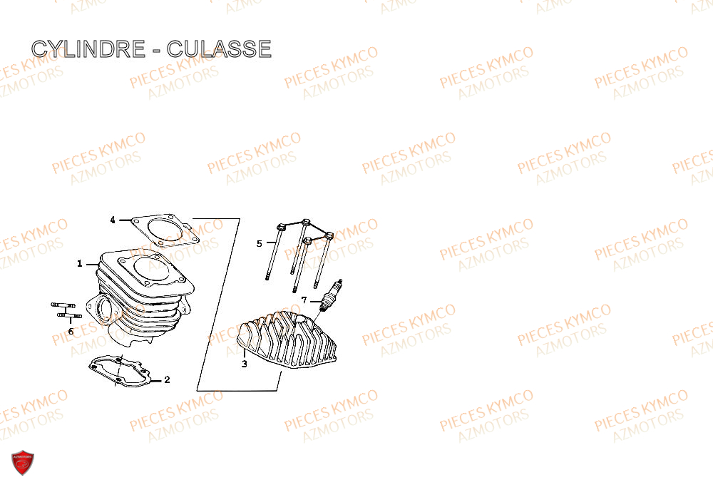 CYLINDRE KYMCO Pieces Scooter SPACER-50-2T