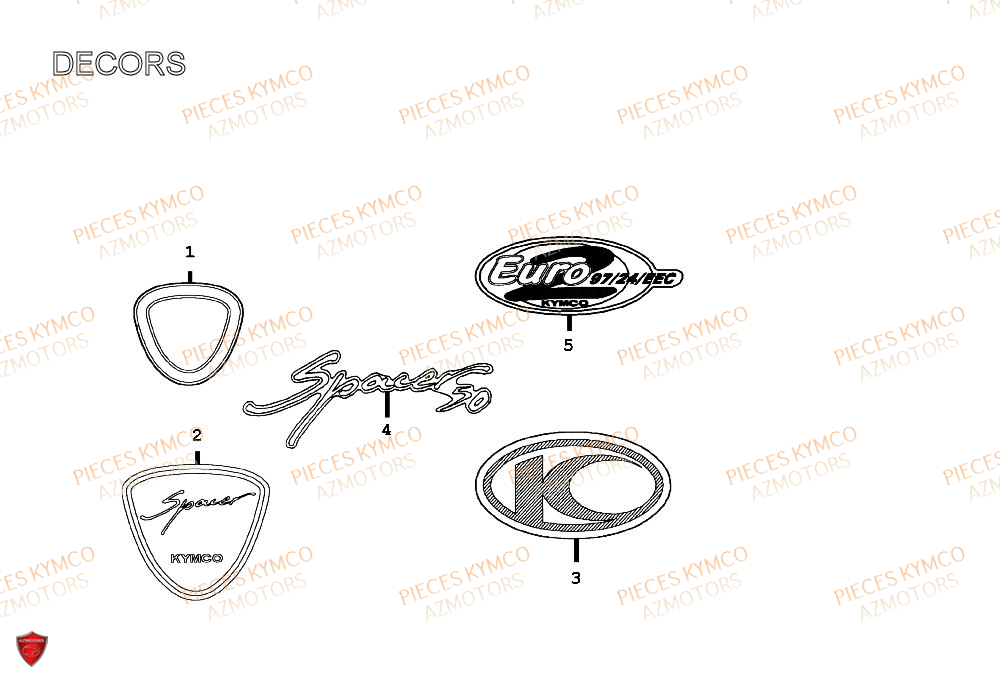 Decors KYMCO Pieces SPACER 50cc 2T EURO II CLASSIC (SH10AE)