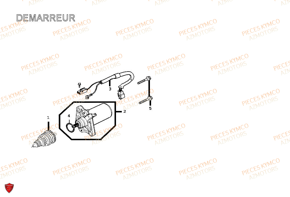 Demarreur KYMCO Pieces SPACER 50cc 2T EURO II CLASSIC (SH10AE)