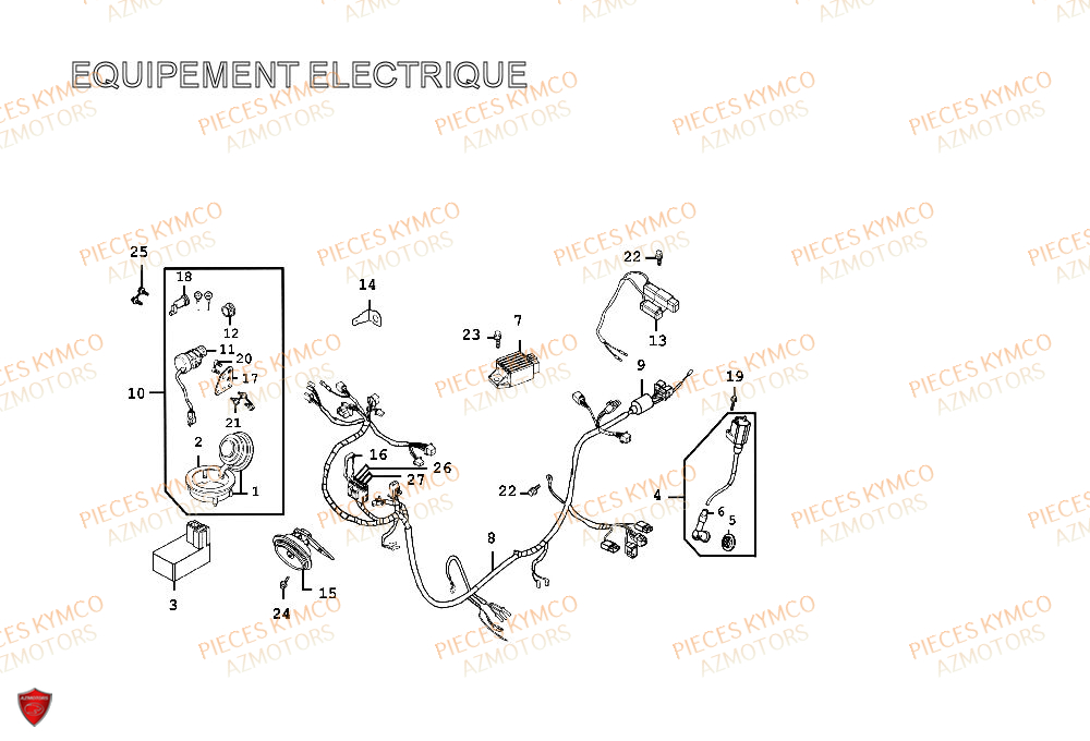 EQUIPEMENT_ELECTRIQUE KYMCO Pieces Scooter SPACER-50-2T