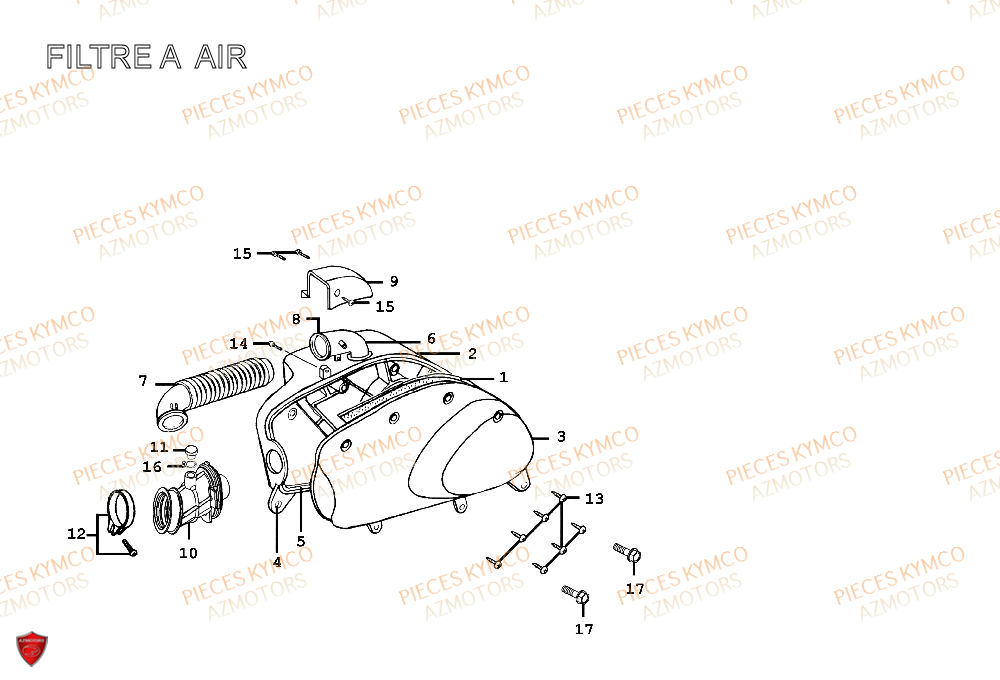 Filtre A Air KYMCO Pieces SPACER 50cc 2T EURO II CLASSIC (SH10AE)