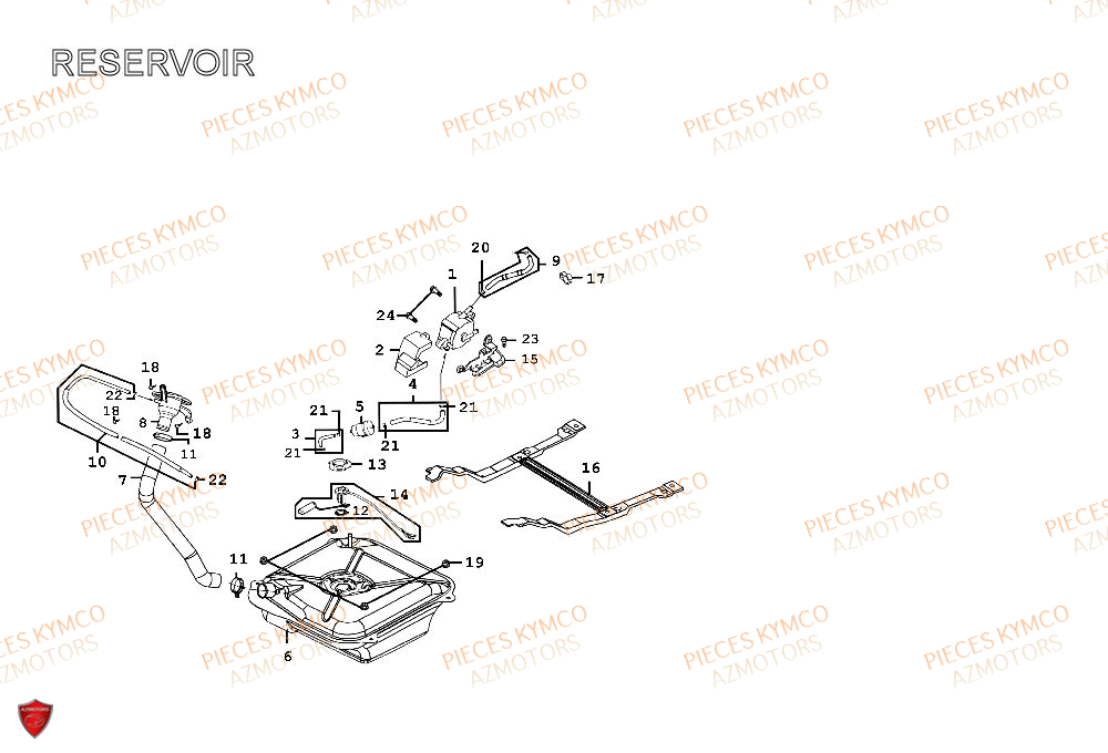 RESERVOIR KYMCO Pieces Scooter SPACER-50-2T