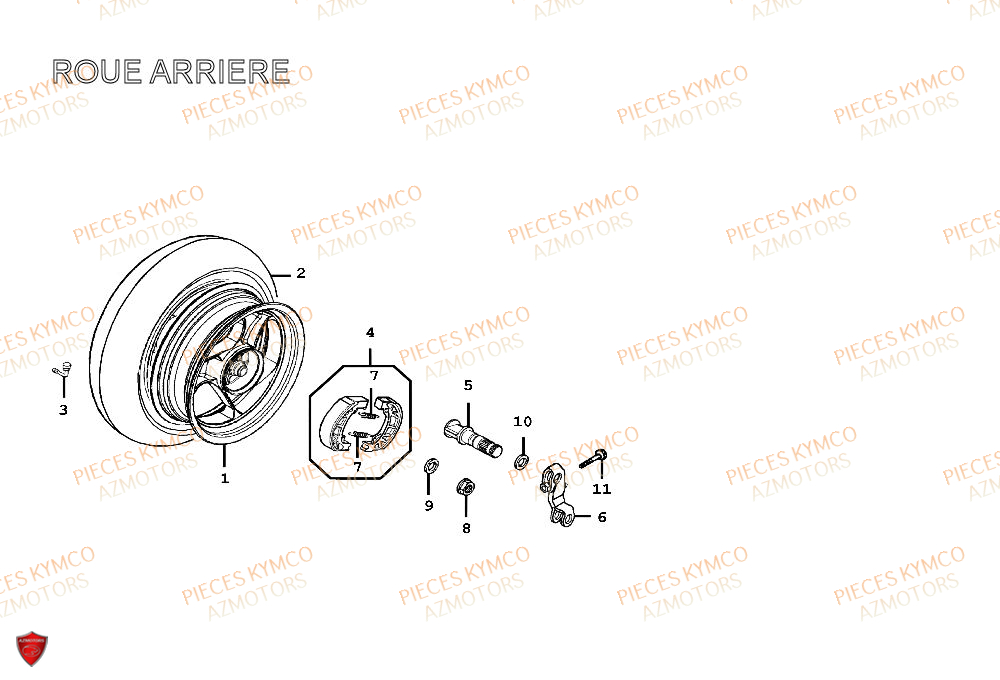 Roue Arriere KYMCO Pieces SPACER 50cc 2T EURO II CLASSIC (SH10AE)