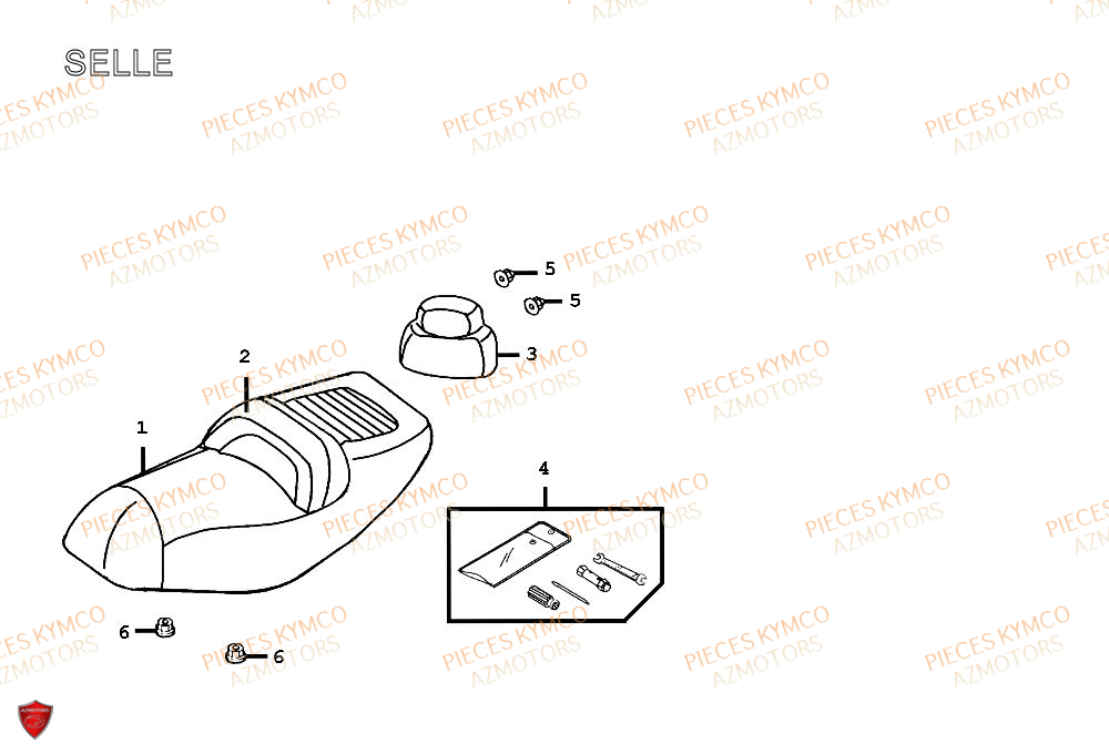 Selle KYMCO Pieces SPACER 50cc 2T EURO II CLASSIC (SH10AE)