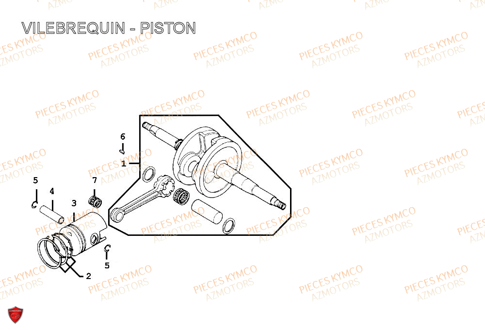Vilebrequin KYMCO Pieces SPACER 50cc 2T EURO II CLASSIC (SH10AE)