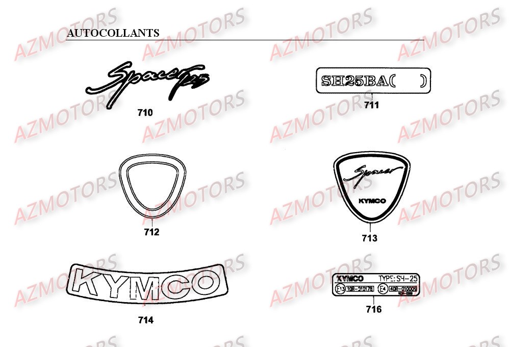 AUTOCOLLANTS KYMCO SPACER125 12P