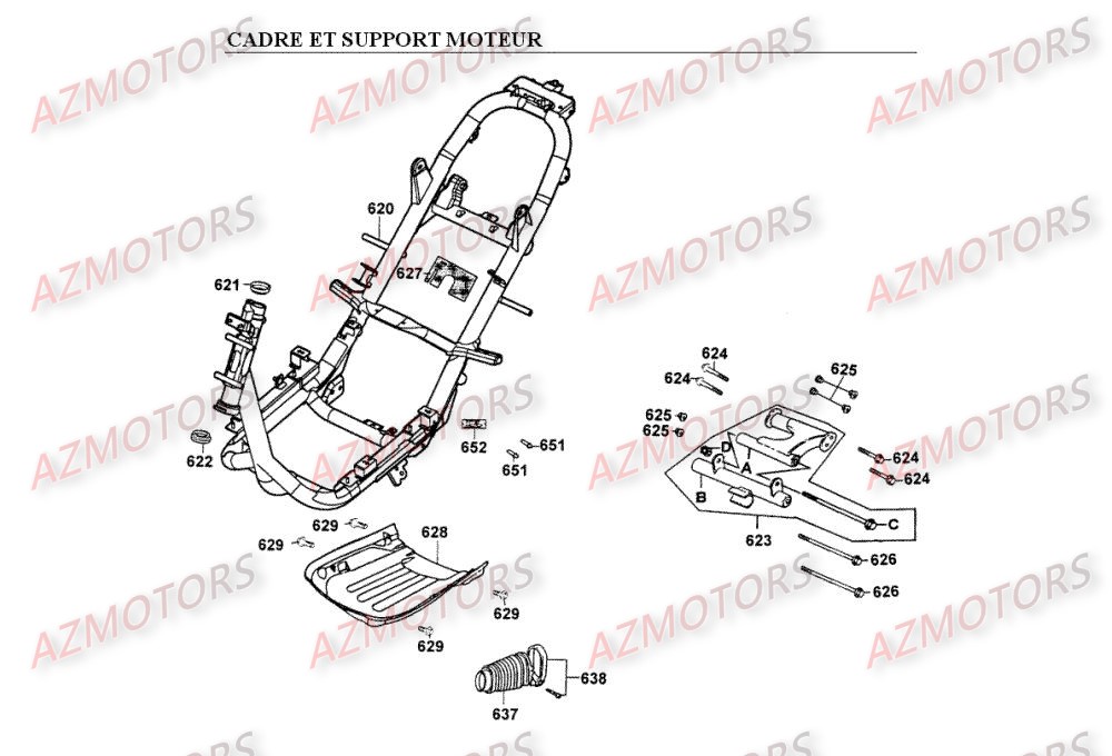 Cadre Support Moteur KYMCO Pièces Scooter Kymco SPACER 125 12" 4T