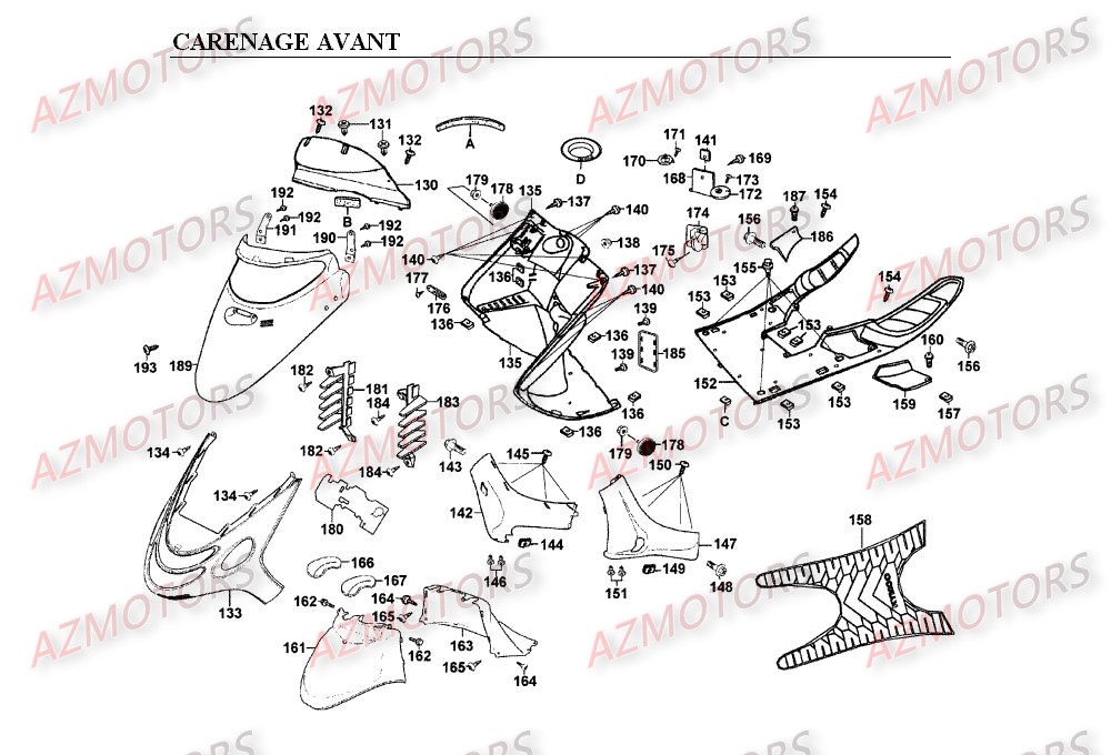 CARENAGES_AVANT KYMCO Pièces Scooter Kymco SPACER 125 12" 4T (SH25BA)