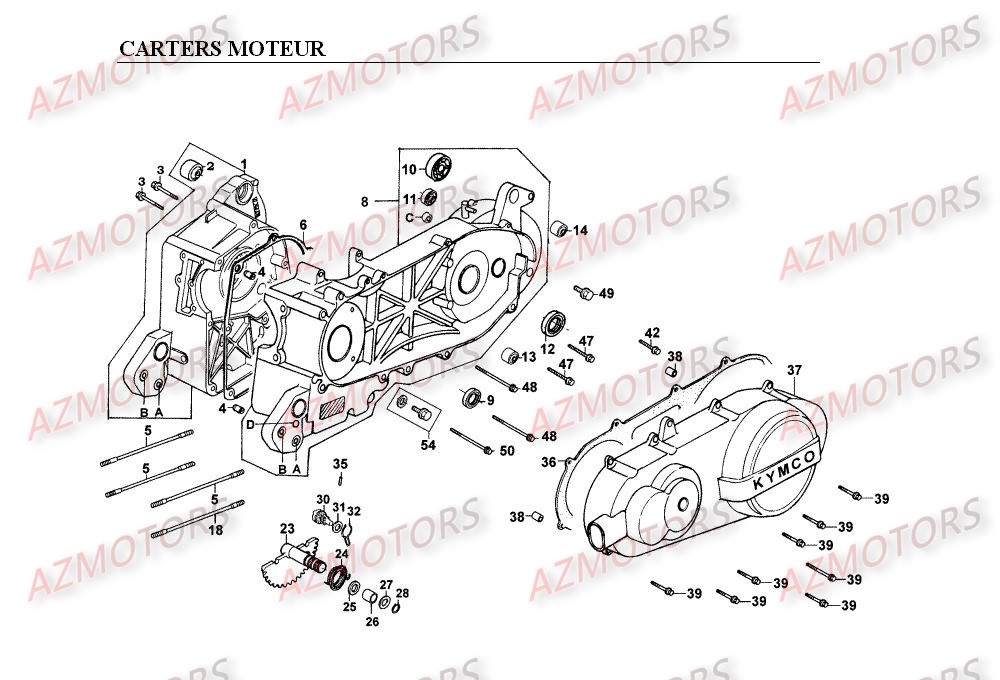 Carter Moteur KYMCO Pièces Scooter Kymco SPACER 125 12" 4T