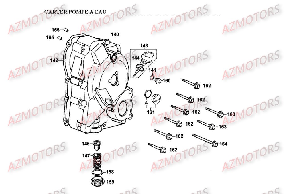 CARTER_POMPE_A_EAU KYMCO Pièces Scooter Kymco SPACER 125 12" 4T (SH25BA)