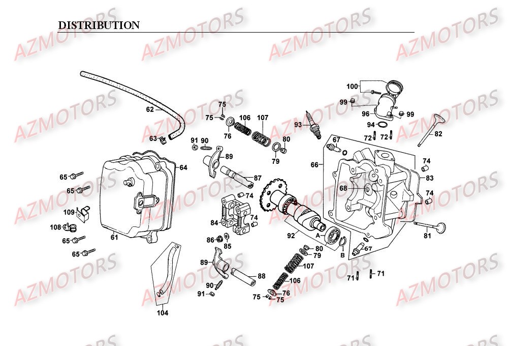 DISTRIBUTION KYMCO Pièces Scooter Kymco SPACER 125 12" 4T (SH25BA)