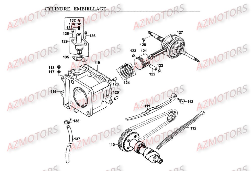 Embiellage Cylindre KYMCO Pièces Scooter Kymco SPACER 125 12" 4T
