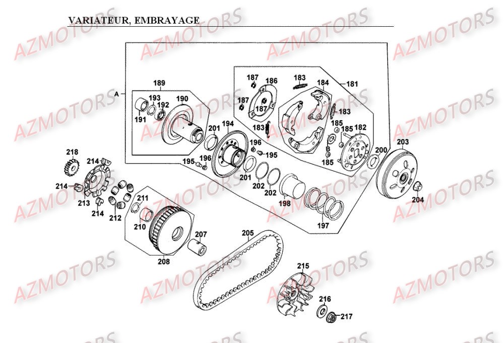 VARIATEUR_EMBRAYAGE KYMCO Pièces Scooter Kymco SPACER 125 12" 4T (SH25BA)