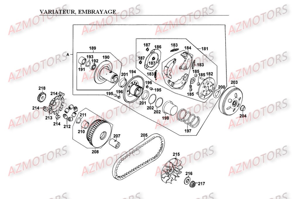 Variateur Embrayage KYMCO Pièces Scooter Kymco SPACER 125 12" 4T