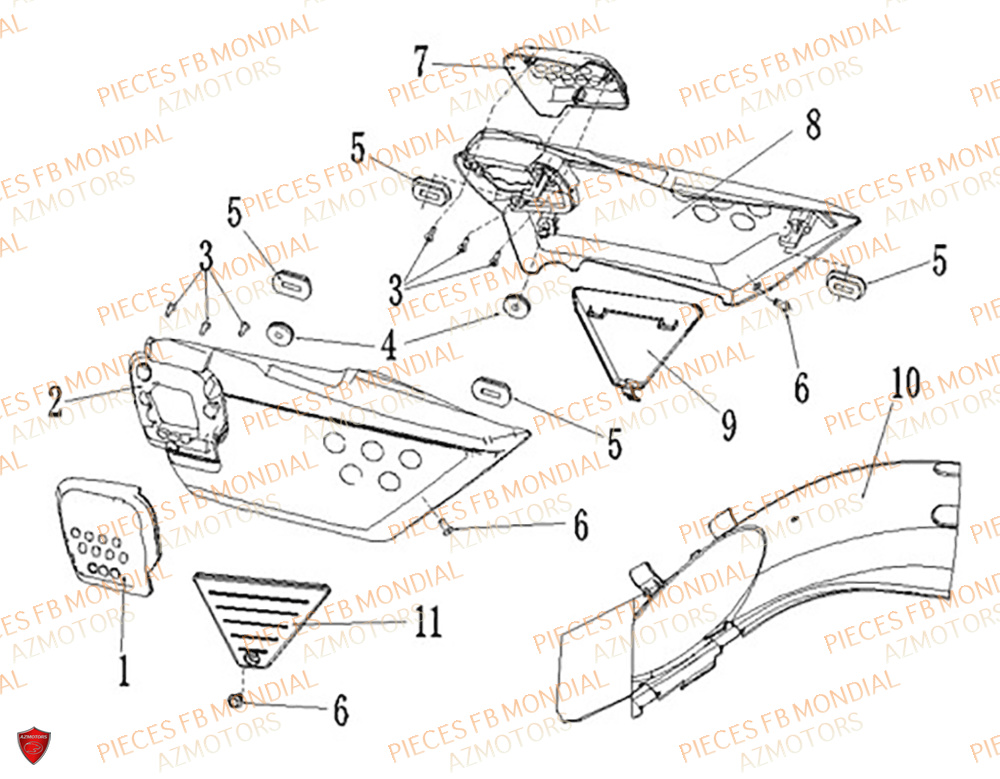 Carenages Lateraux FB MONDIAL Pieces SPARTAN 125 CBS M3 (2023)