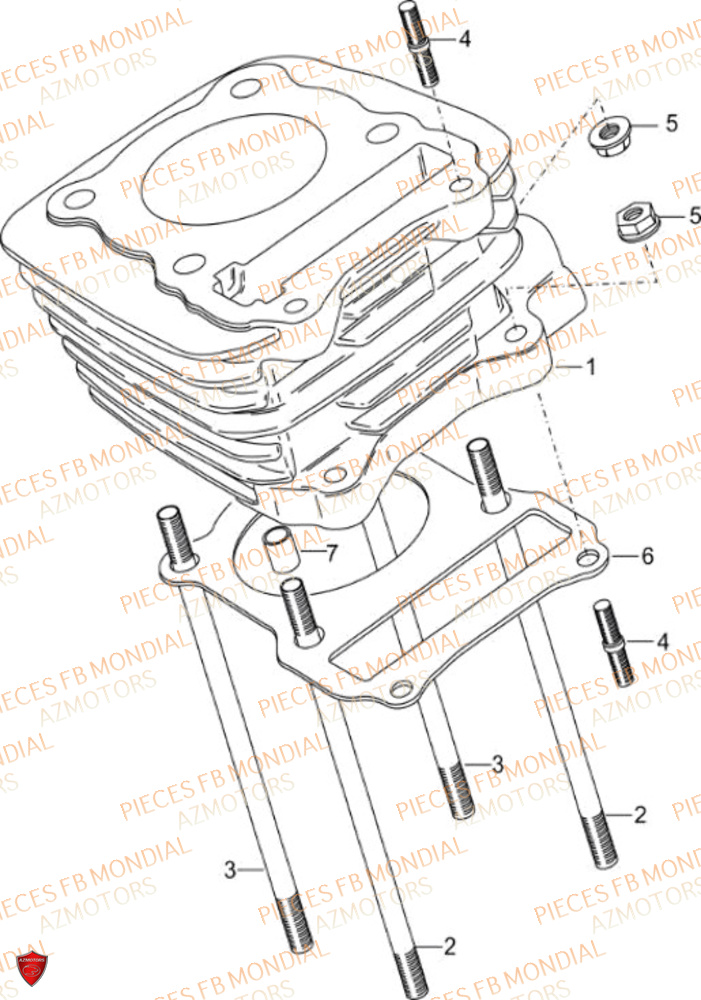 Cylindre FB MONDIAL Pieces SPARTAN 125 CBS M3 (2023)
