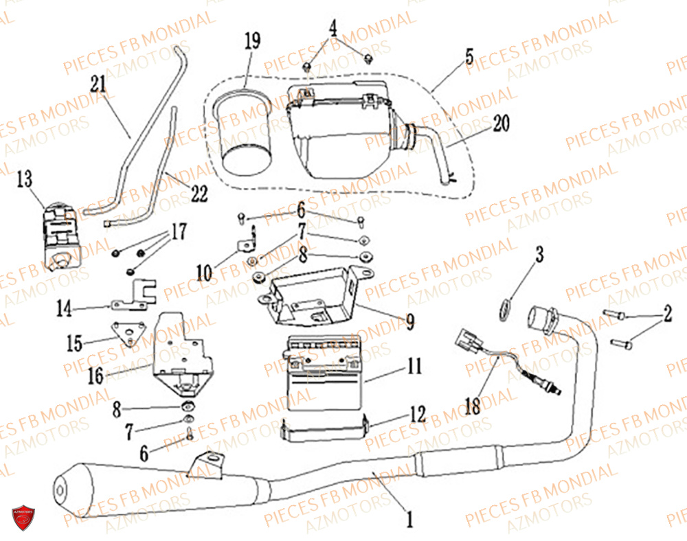Echappement FB MONDIAL Pieces SPARTAN 125 CBS M3 (2023)