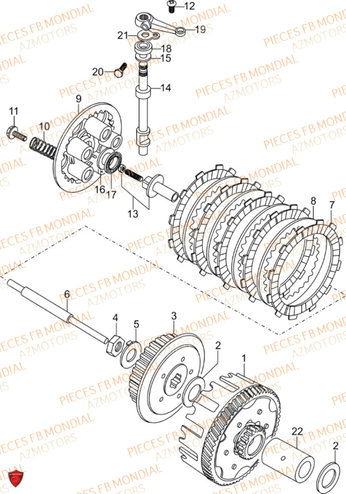 Embrayage FB MONDIAL Pieces SPARTAN 125 CBS M3 (2023)