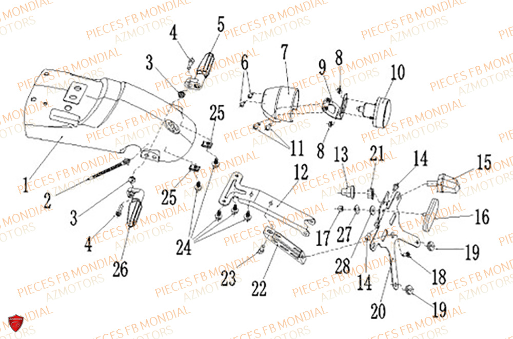Feu Arriere FB MONDIAL Pieces SPARTAN 125 CBS M3 (2023)