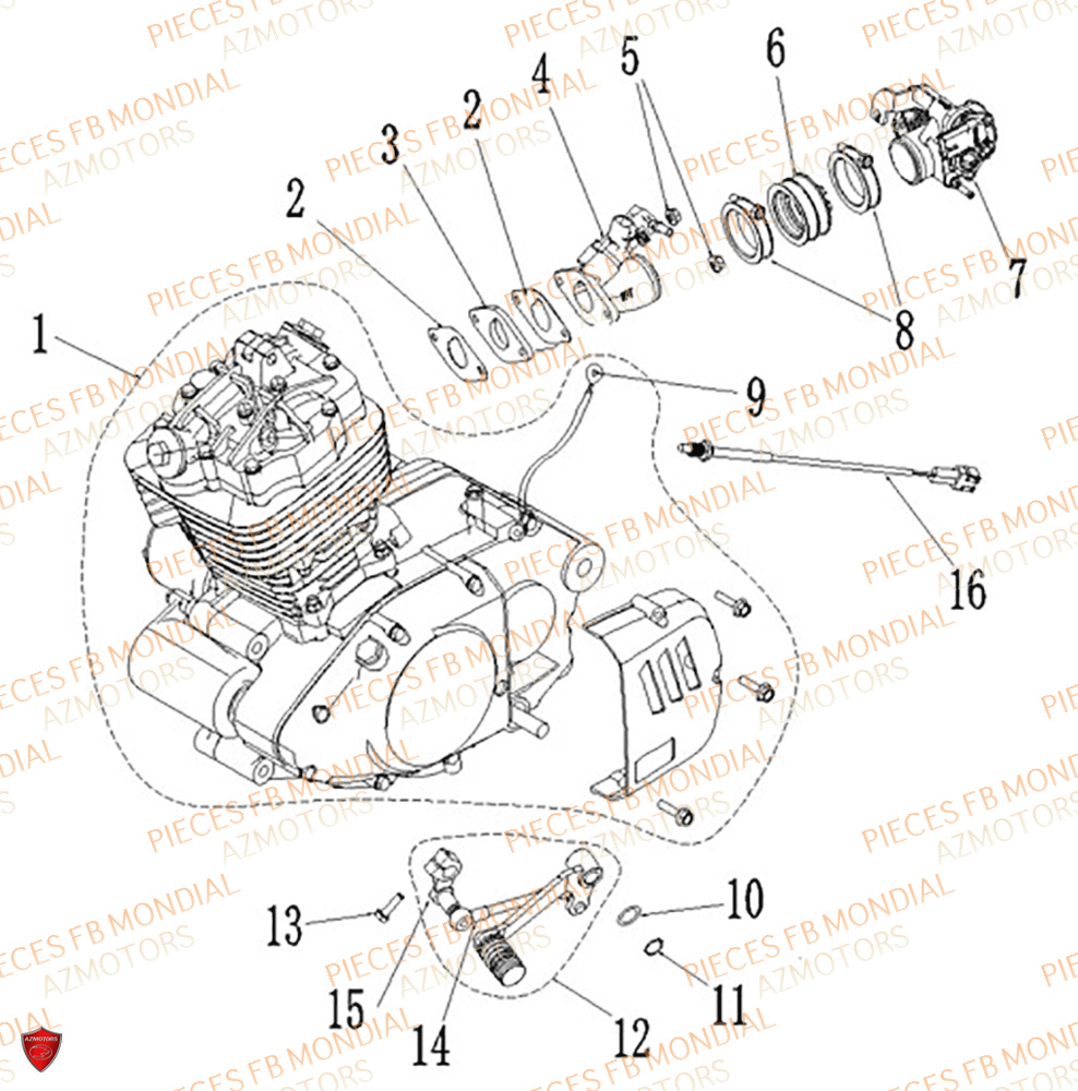 Moteur FB MONDIAL Pieces SPARTAN 125 CBS M3 (2023)