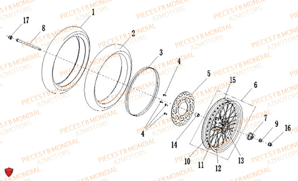 Roue Avant FB MONDIAL Pieces SPARTAN 125 CBS M3 (2023)