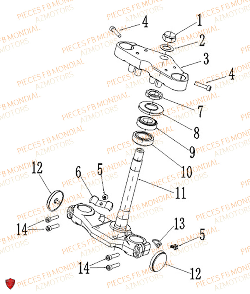 Te De Fourche FB MONDIAL Pieces SPARTAN 125 CBS M3 (2023)