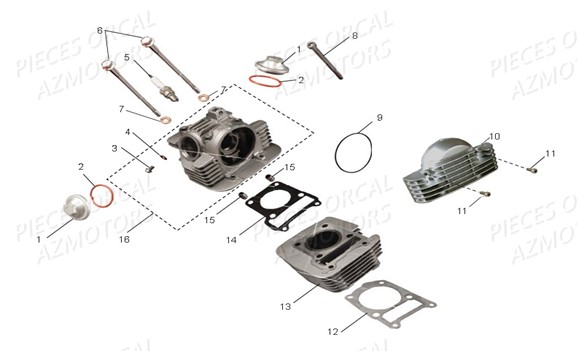 Cylindre Culasse ORCAL Pièces Orcal Sprint 125cc EURO4