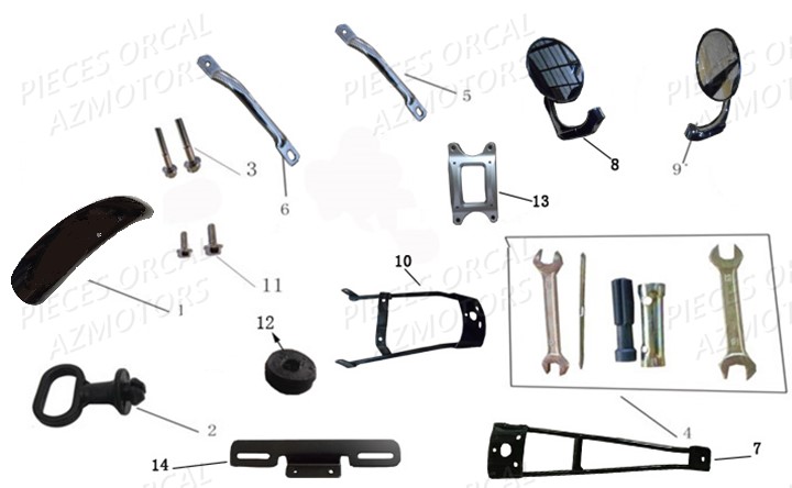 Retroviseurs Garde Boue Avant ORCAL Pièces Orcal Sprint 125cc EURO4
