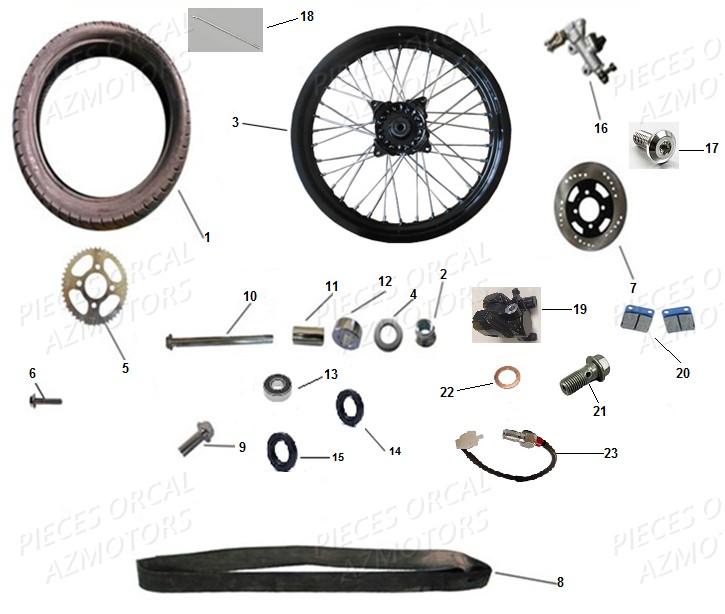 Roue Arriere ORCAL Pièces Orcal Sprint 125cc EURO4