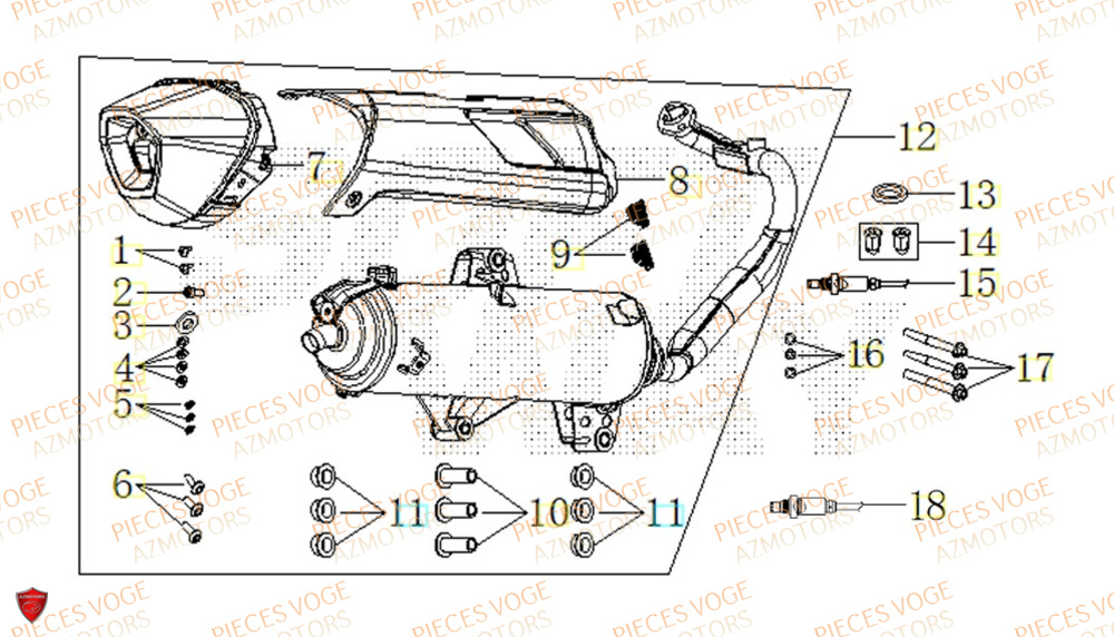 Echappement VOGE Pièces Voge SR1 ADV EURO 5+