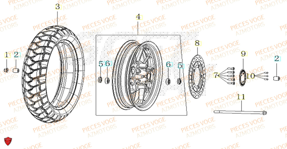 Roue Avant VOGE Pièces Voge SR1 ADV EURO 5+