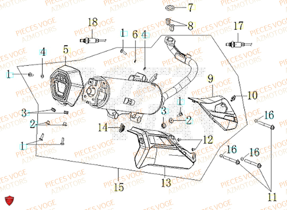 Echappement VOGE Pièces Voge SR1 EURO 5+
