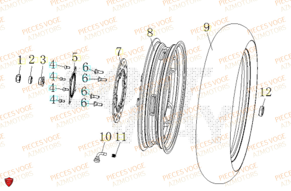 Roue Arriere VOGE Pièces Voge SR16 EURO 5+
