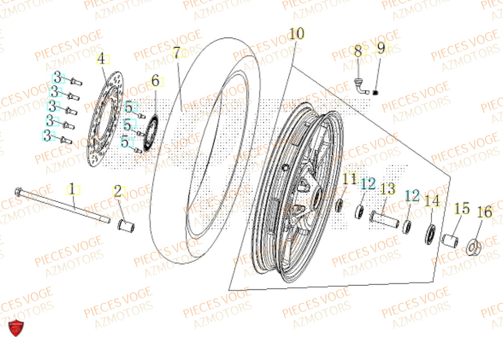 Roue Avant VOGE Pièces Voge SR16 EURO 5+