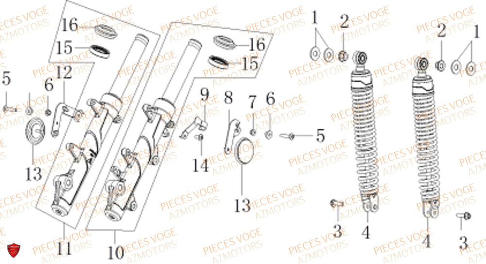 Fourche Amortisseur VOGE Pièces Voge SR_1 EURO 5