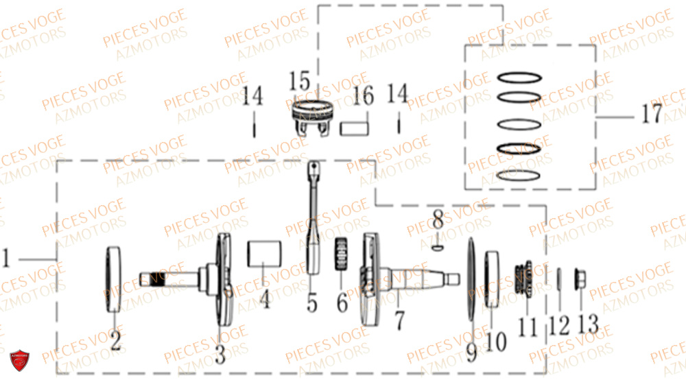 Vilbrequin Piston VOGE Pièces Voge SR_1 EURO 5