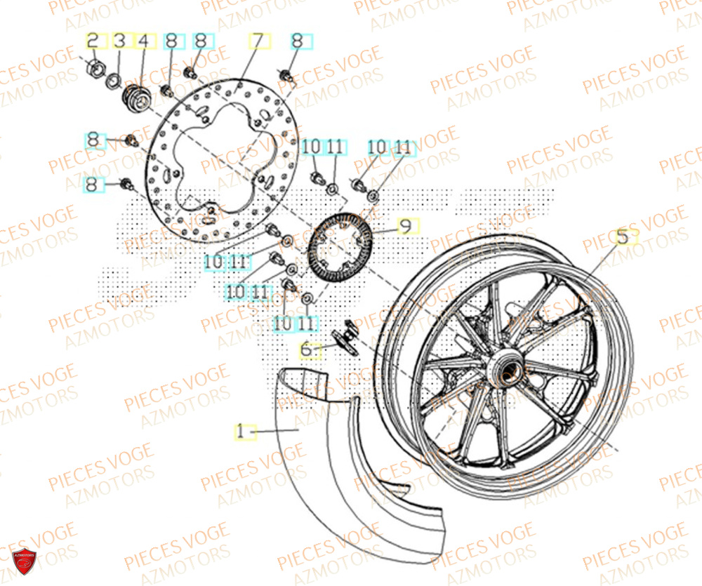 Roue Arriere VOGE Pièces Voge SR4 LUXE EURO 5+