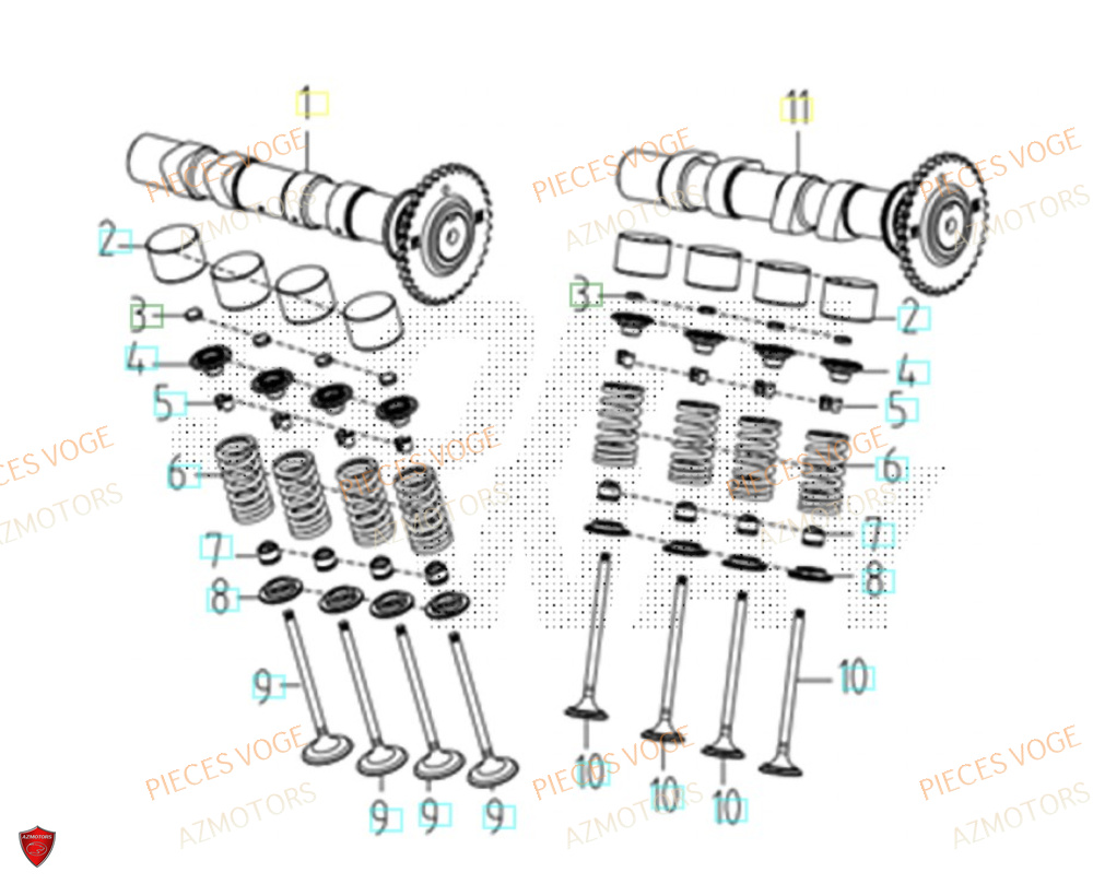 Arbre A Came AZMOTORS Pièces Voge SR450X EURO 5+